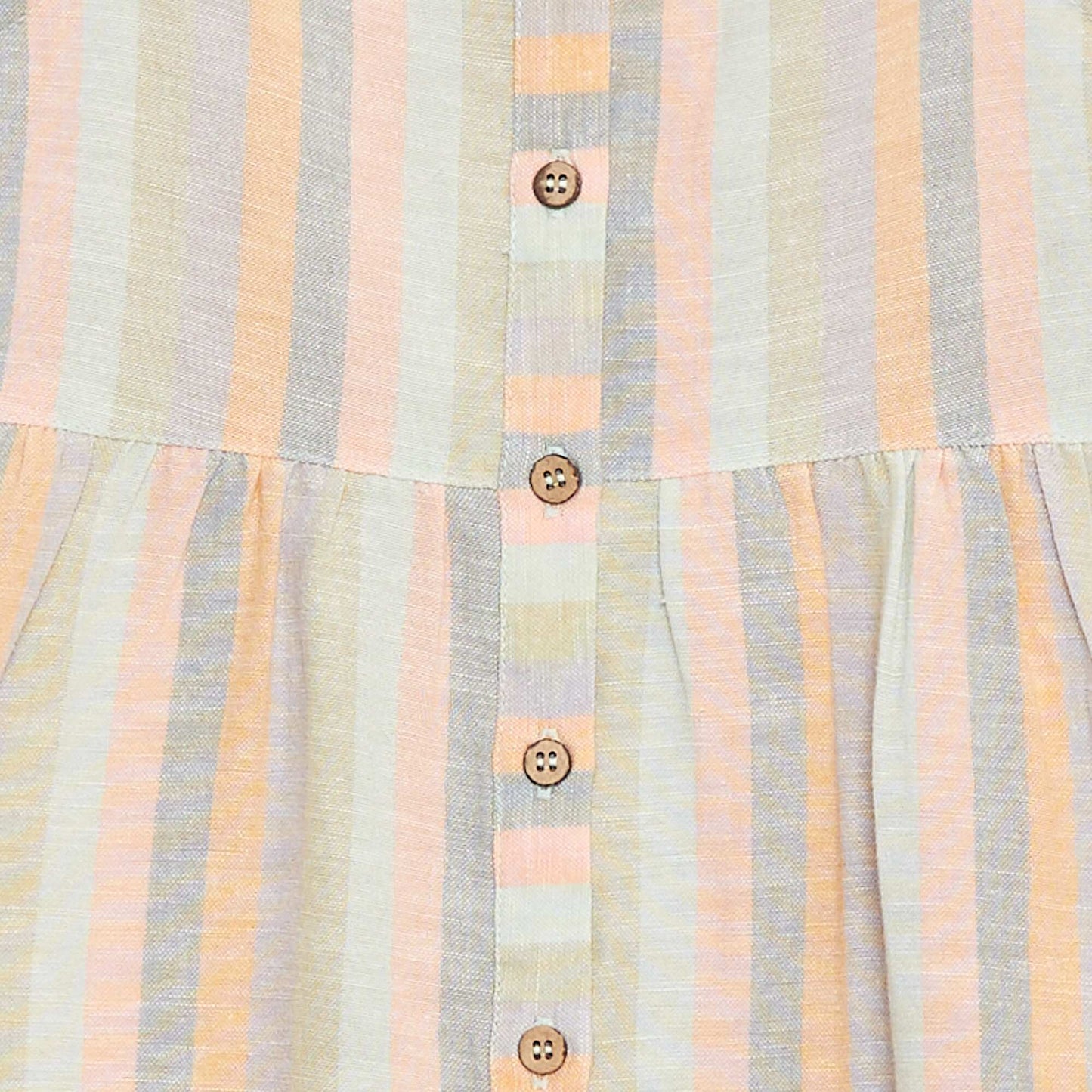 Linen-blend dress with button fastening GREEN