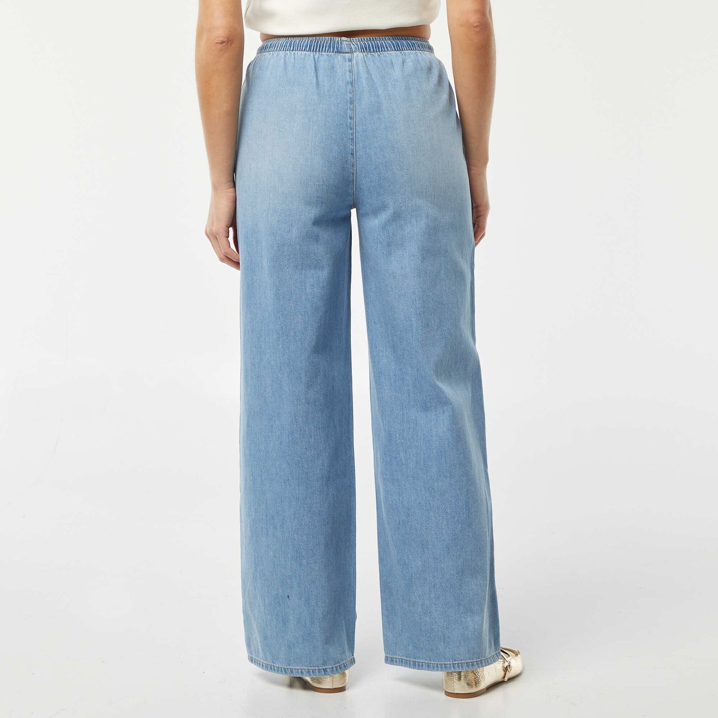 Elasticated denim trousers BLUE