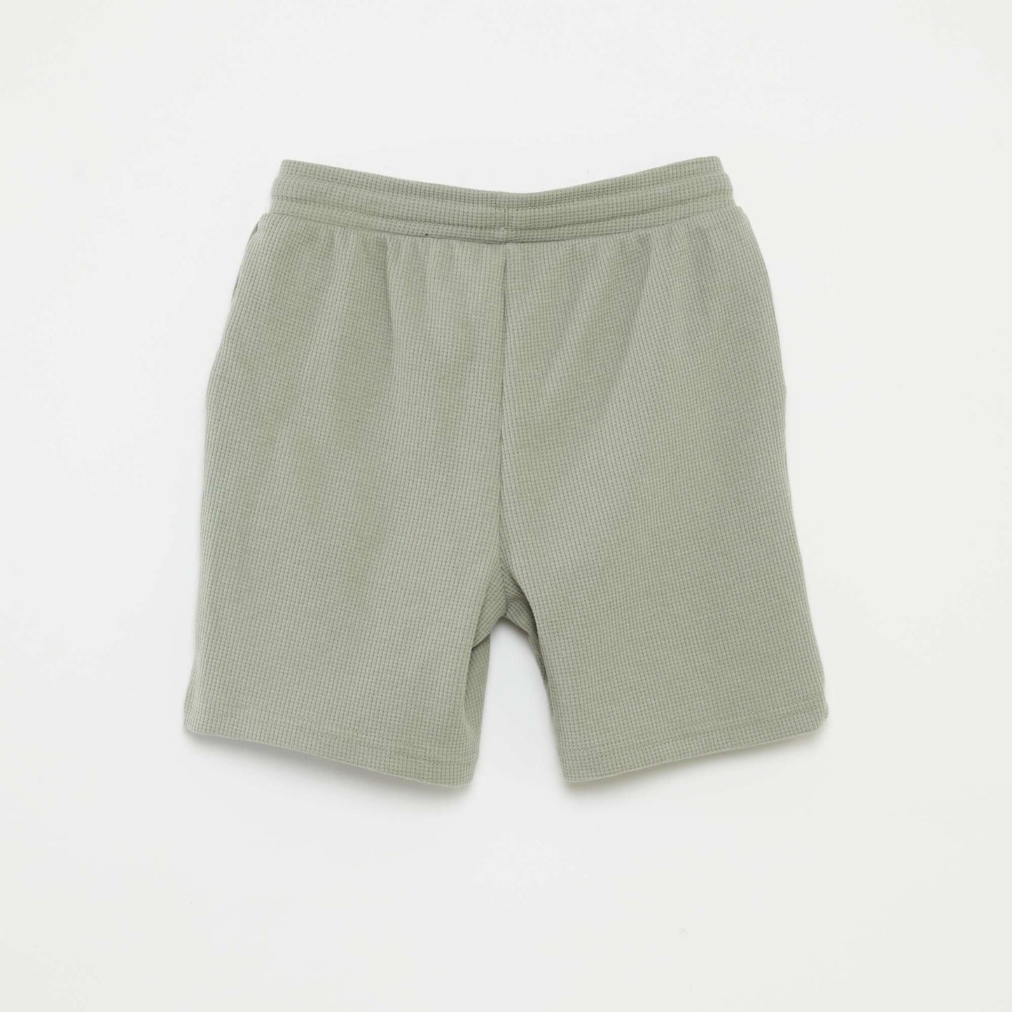 Plain waffle-knit fabric shorts GREEN