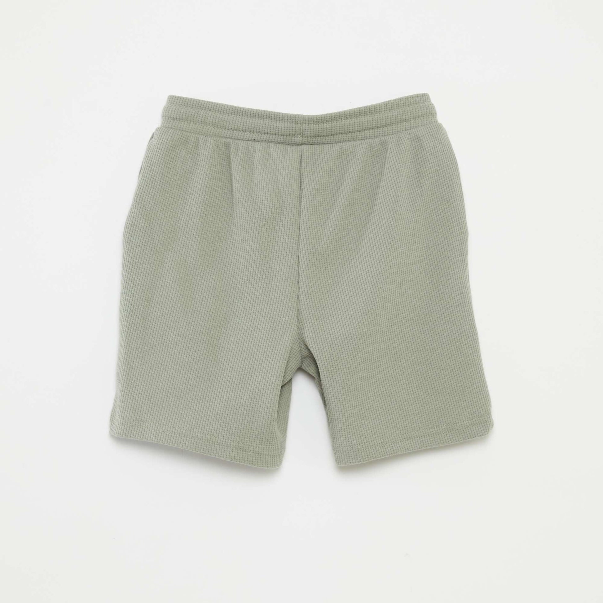 Plain waffle-knit fabric shorts GREEN