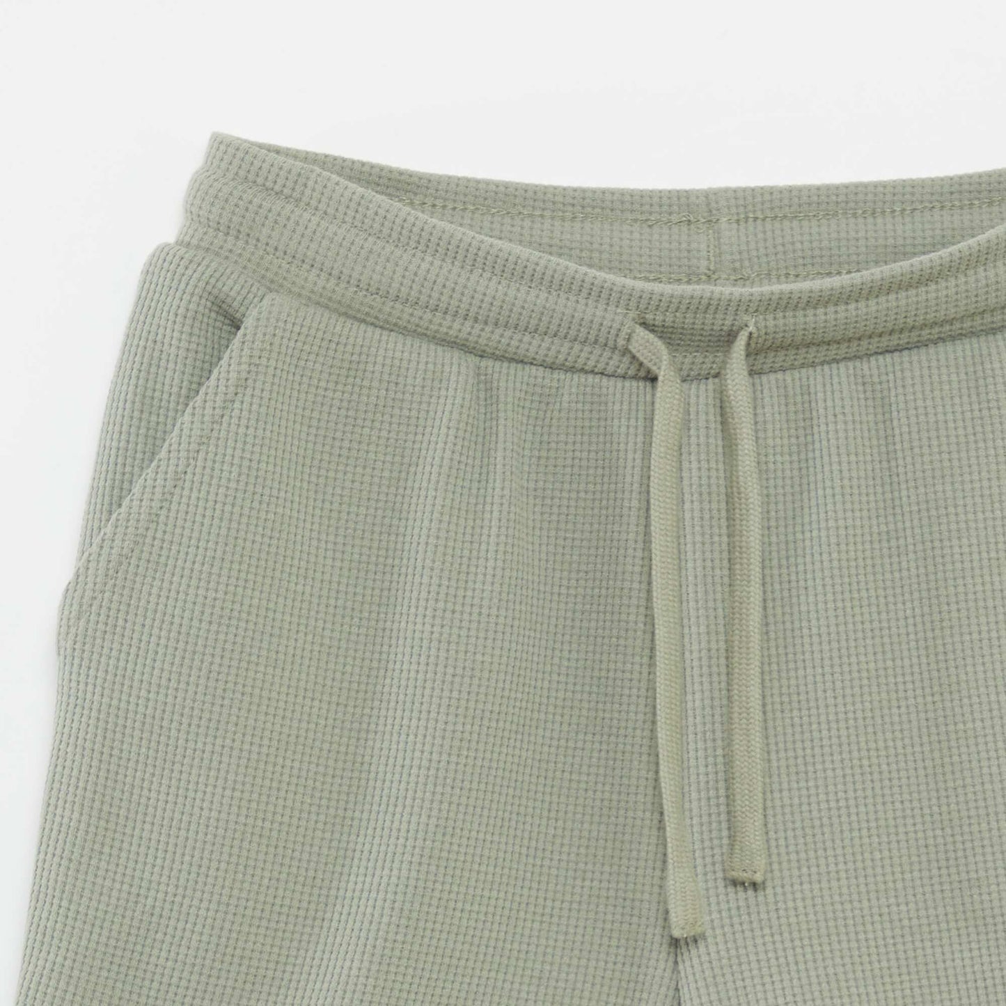 Plain waffle-knit fabric shorts GREEN