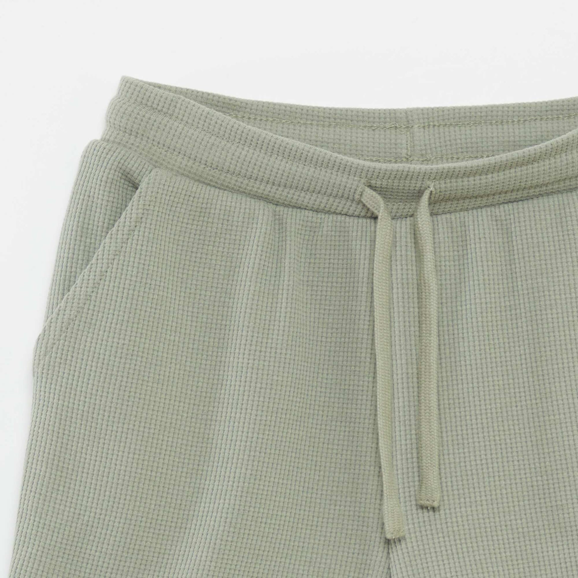 Plain waffle-knit fabric shorts GREEN