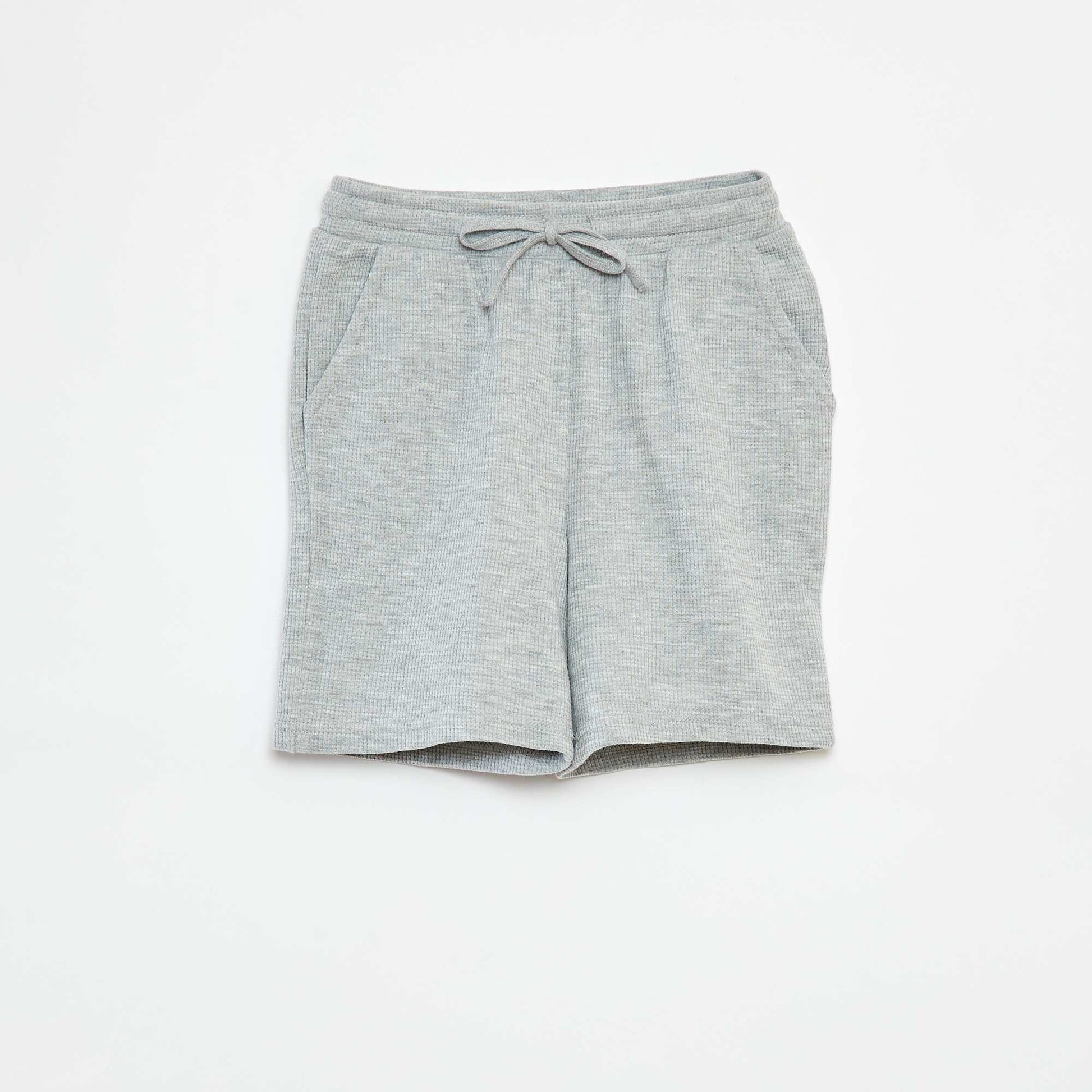 Plain waffle-knit fabric shorts GREY