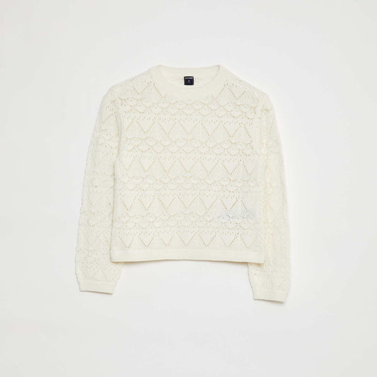 Openwork knit sweater WHITE