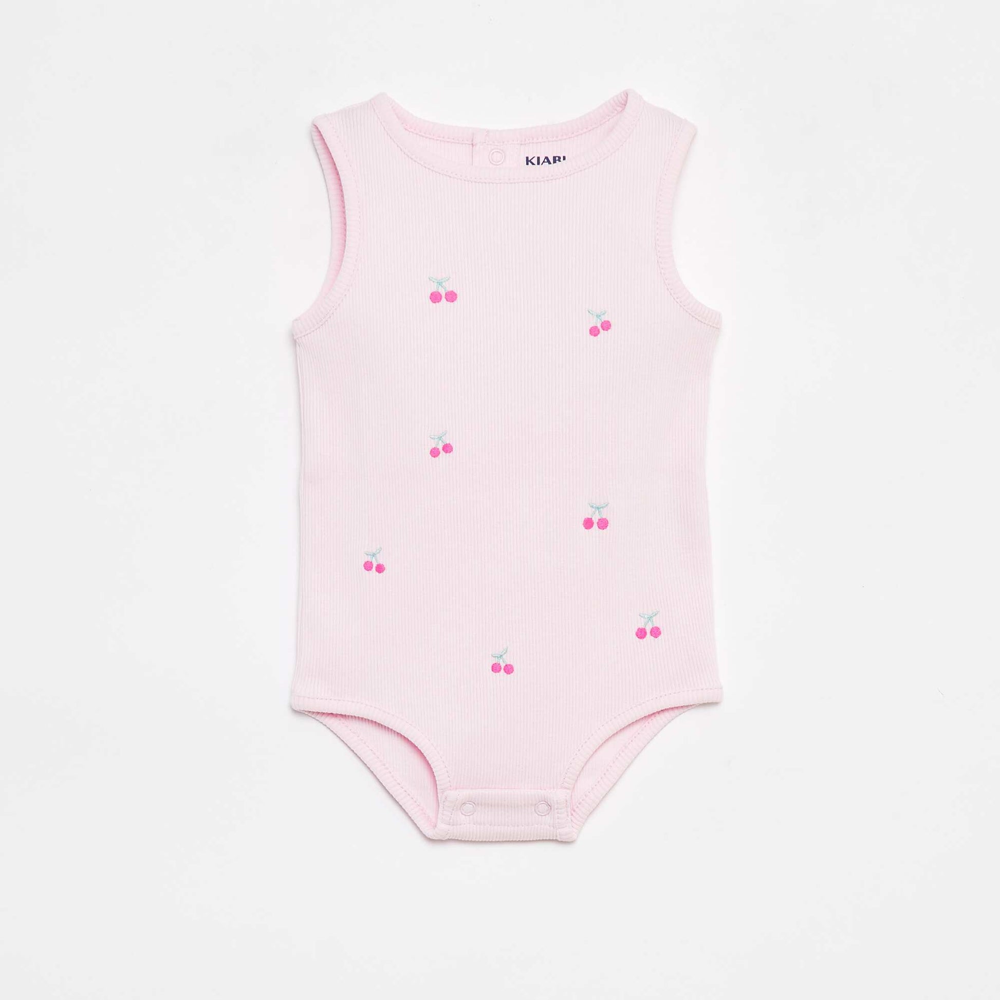 Ribbed embroidered strapless body PINK