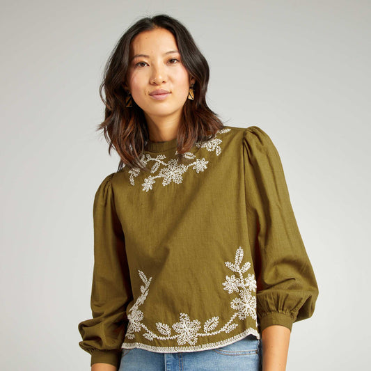 Embroidered blouse KHAKI