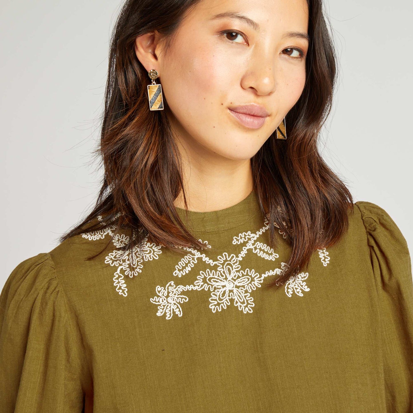 Embroidered blouse KHAKI