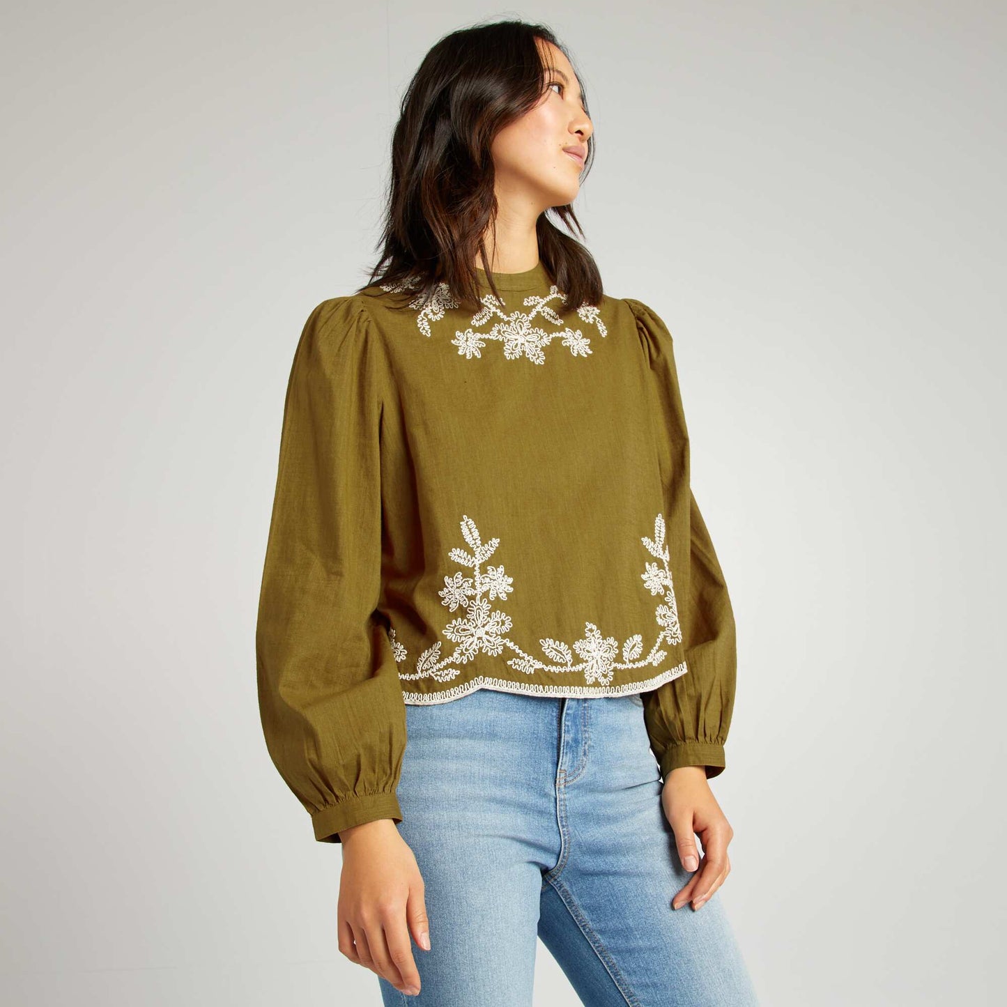 Embroidered blouse KHAKI