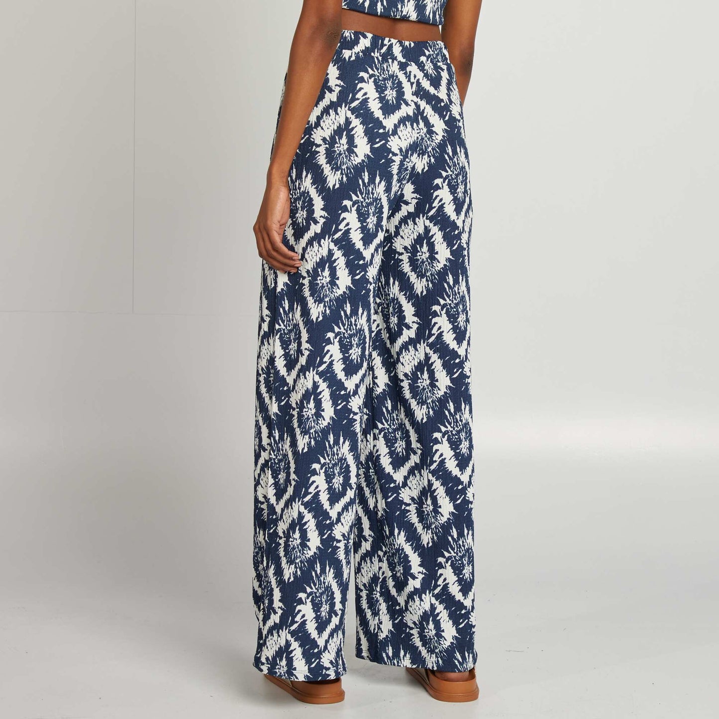 Patterned wide-leg trousers BLUE