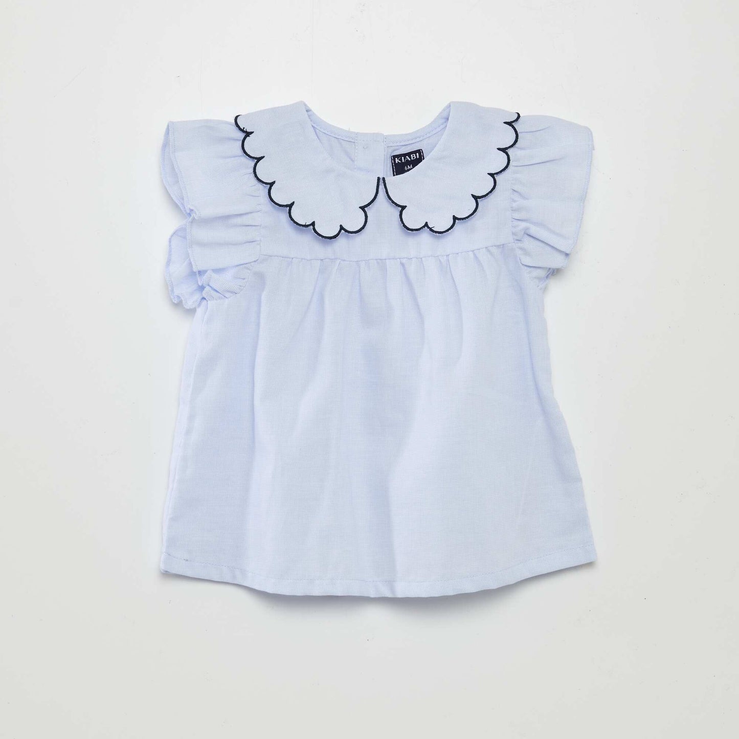 Blouse with large scalloped collar BLUE