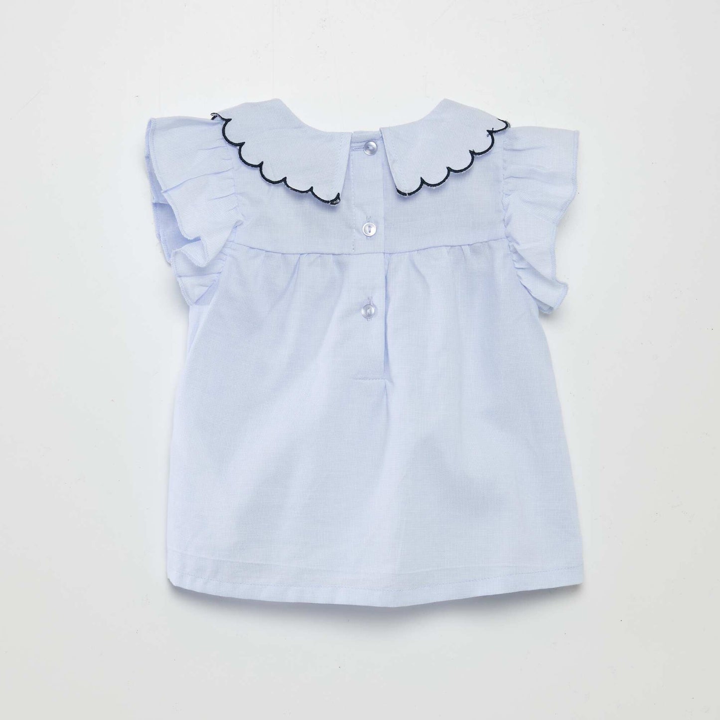 Blouse with large scalloped collar BLUE