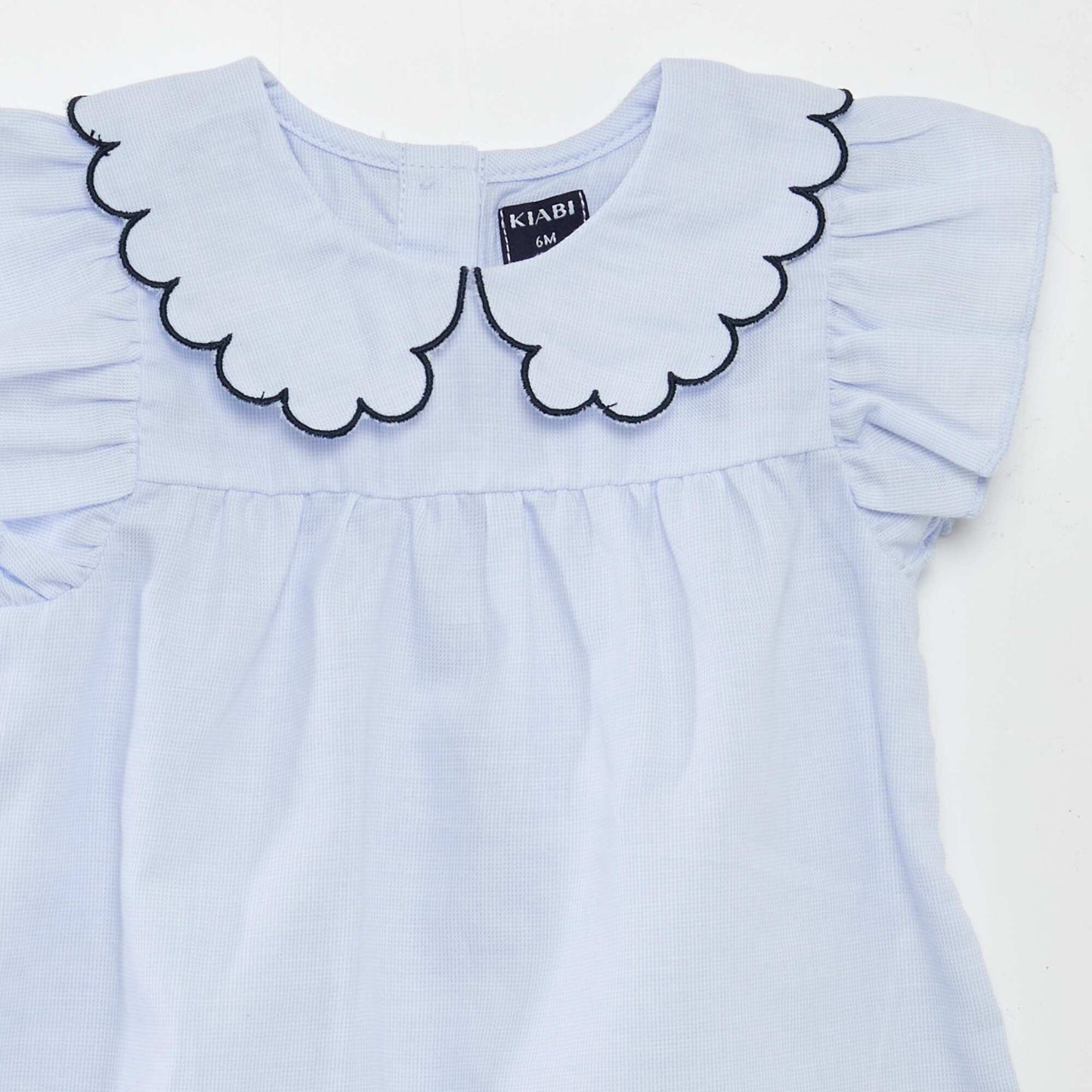 Blouse with large scalloped collar BLUE