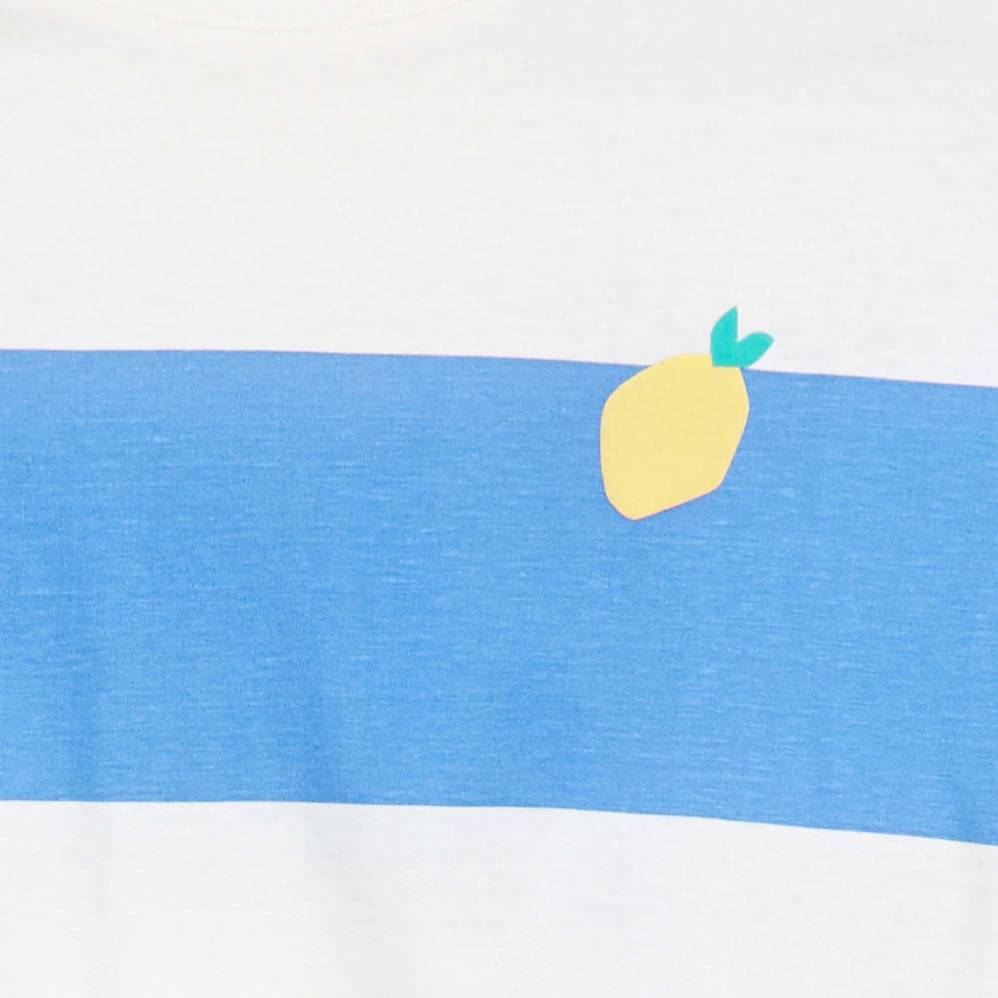 Printed T-shirt with knotted bottom hem BLUE