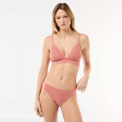 Microfiber and Lace Briefs PINK