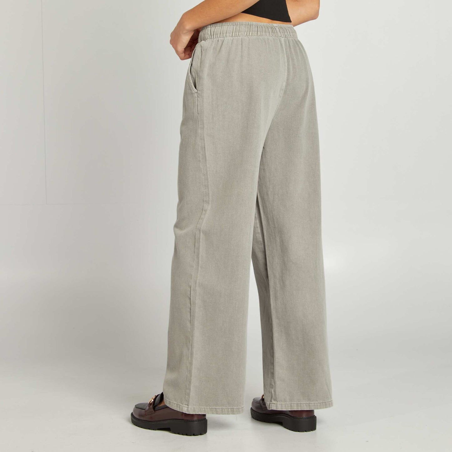 Wide-leg denim trousers GREY