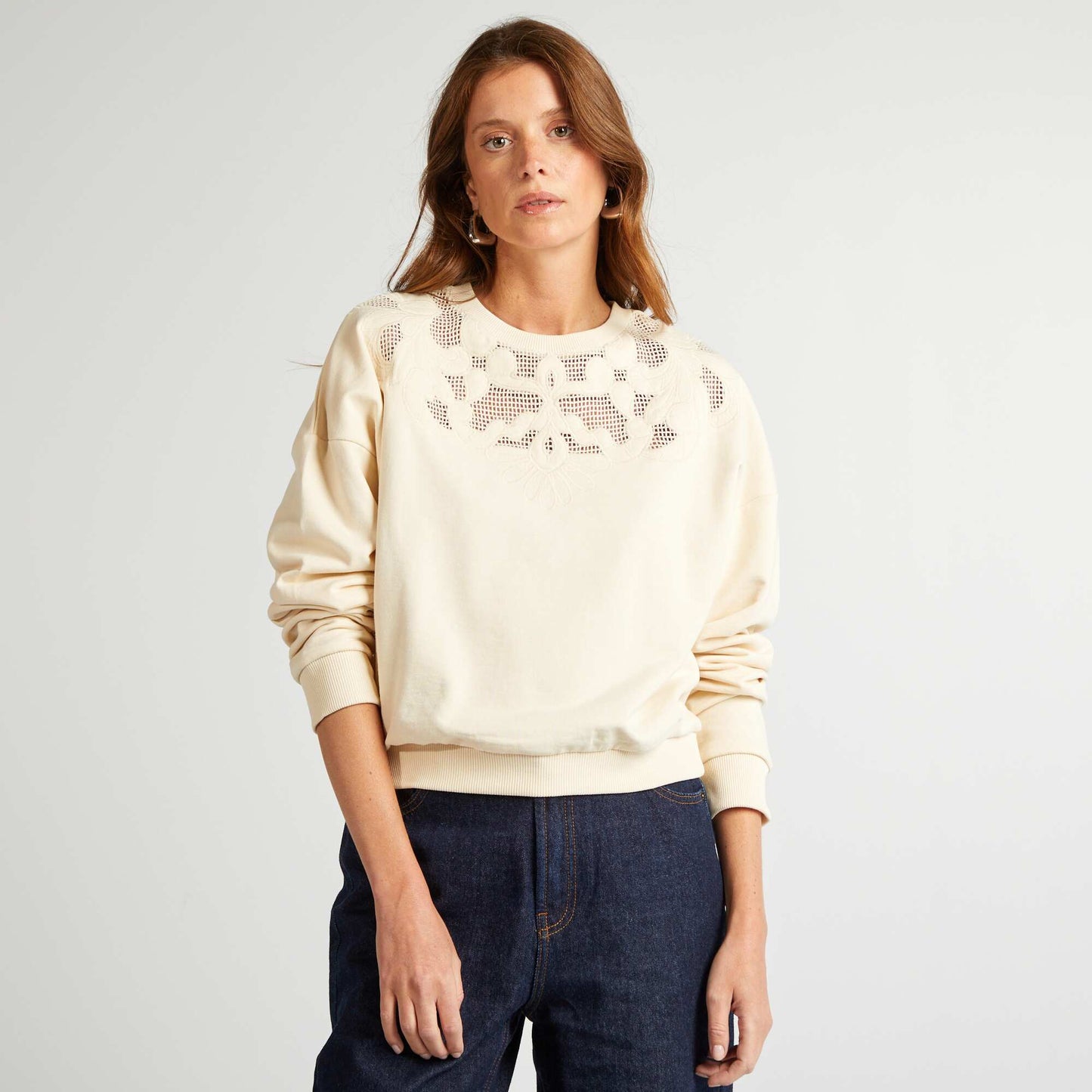 Sweatshirt with openwork detailing WHITE