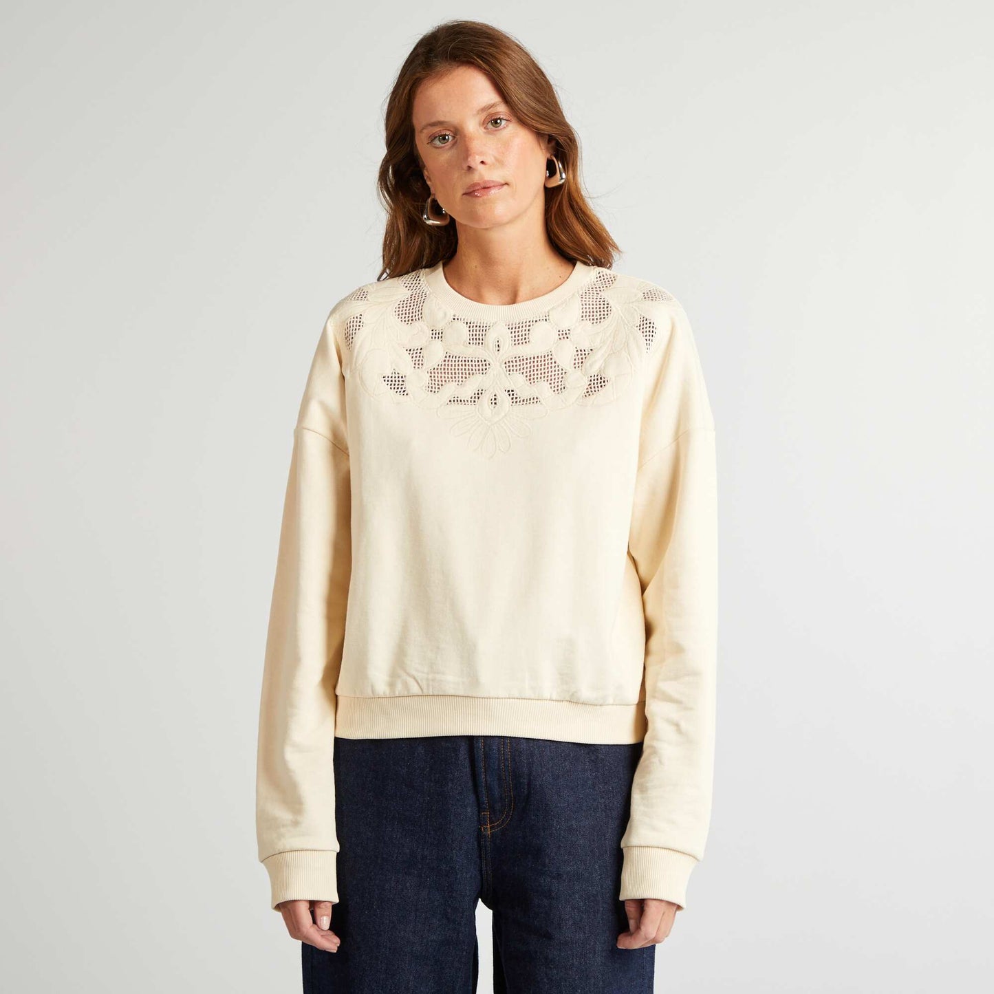 Sweatshirt with openwork detailing WHITE