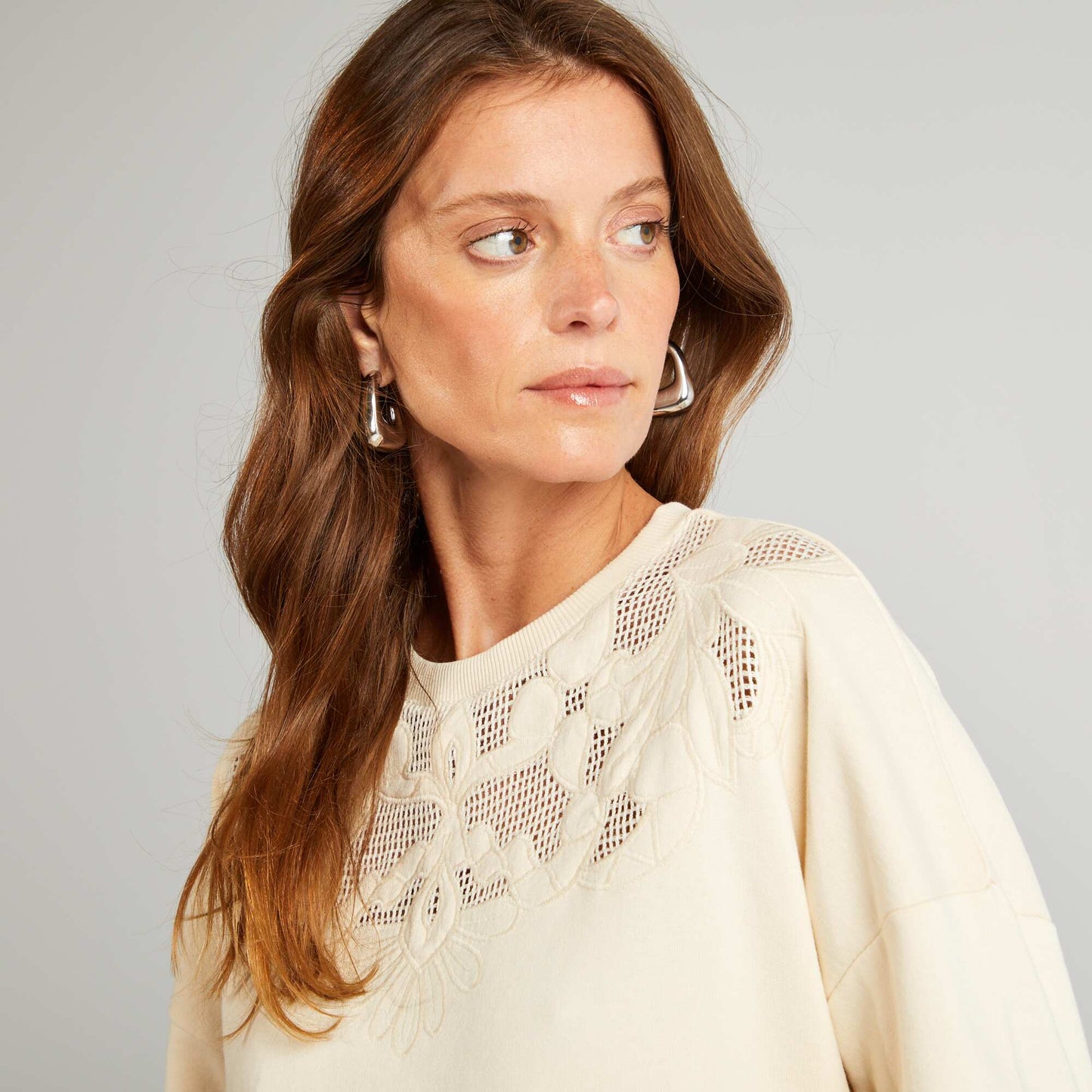 Sweatshirt with openwork detailing WHITE