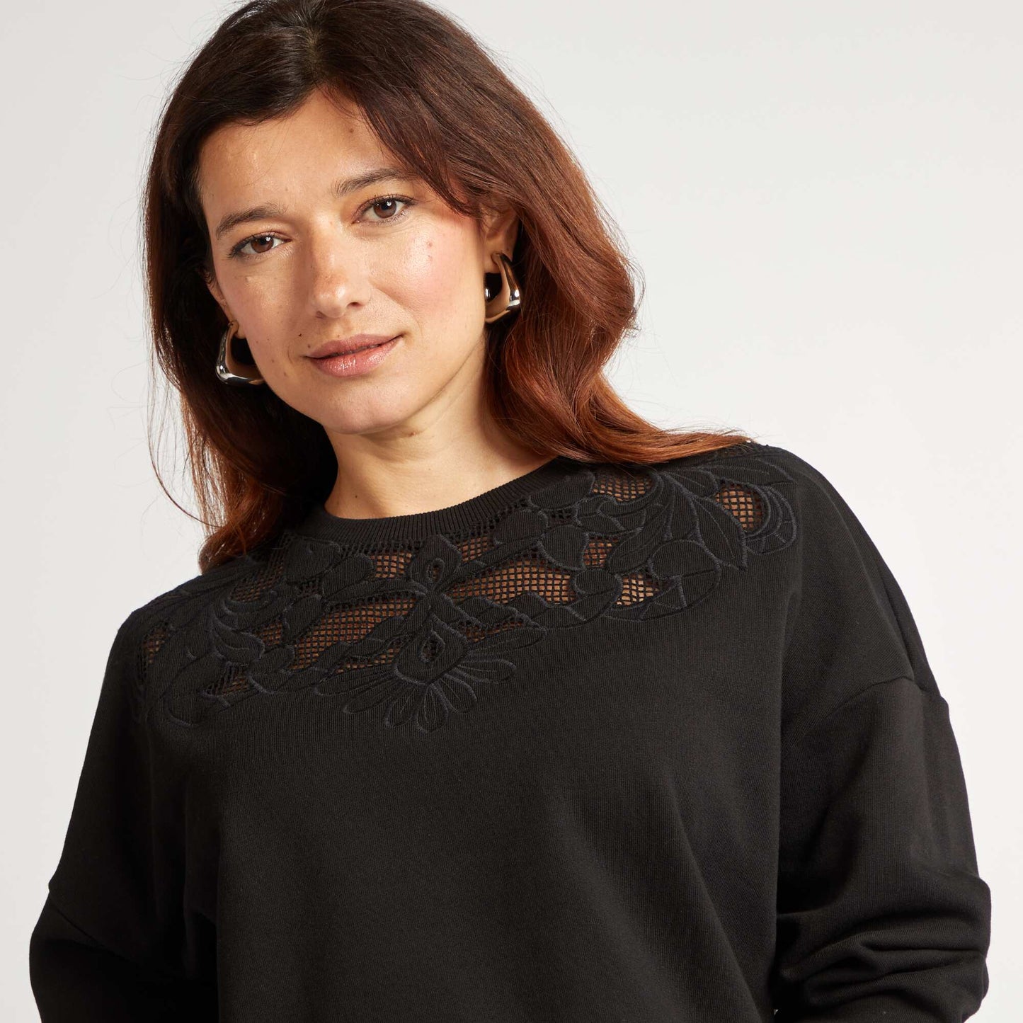 Sweatshirt with openwork detailing BLACK