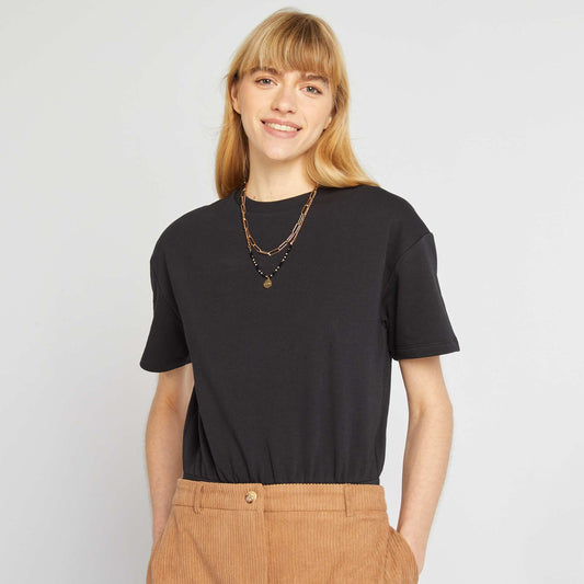 Short-sleeved T-shirt bodysuit BLACK