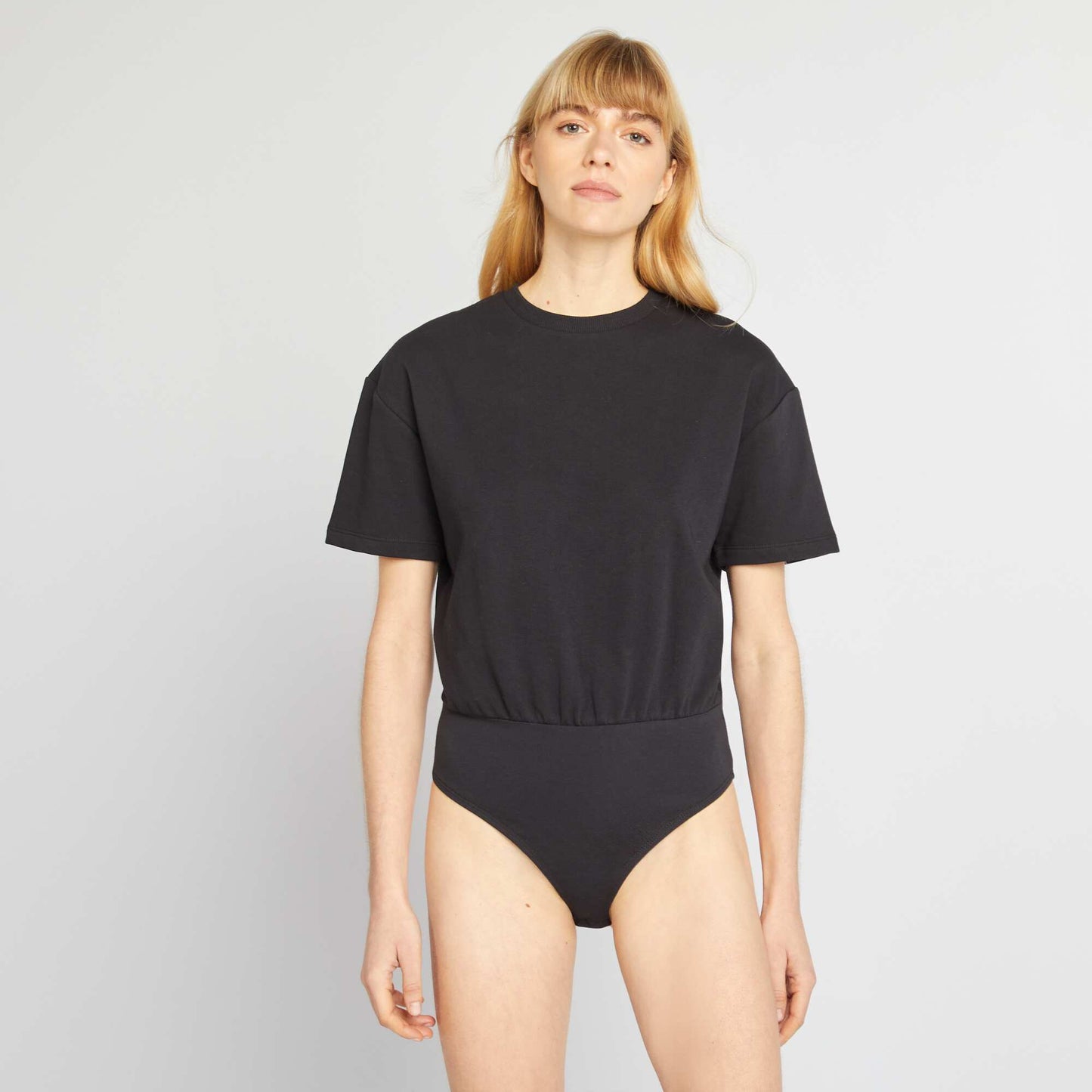Short-sleeved T-shirt bodysuit BLACK