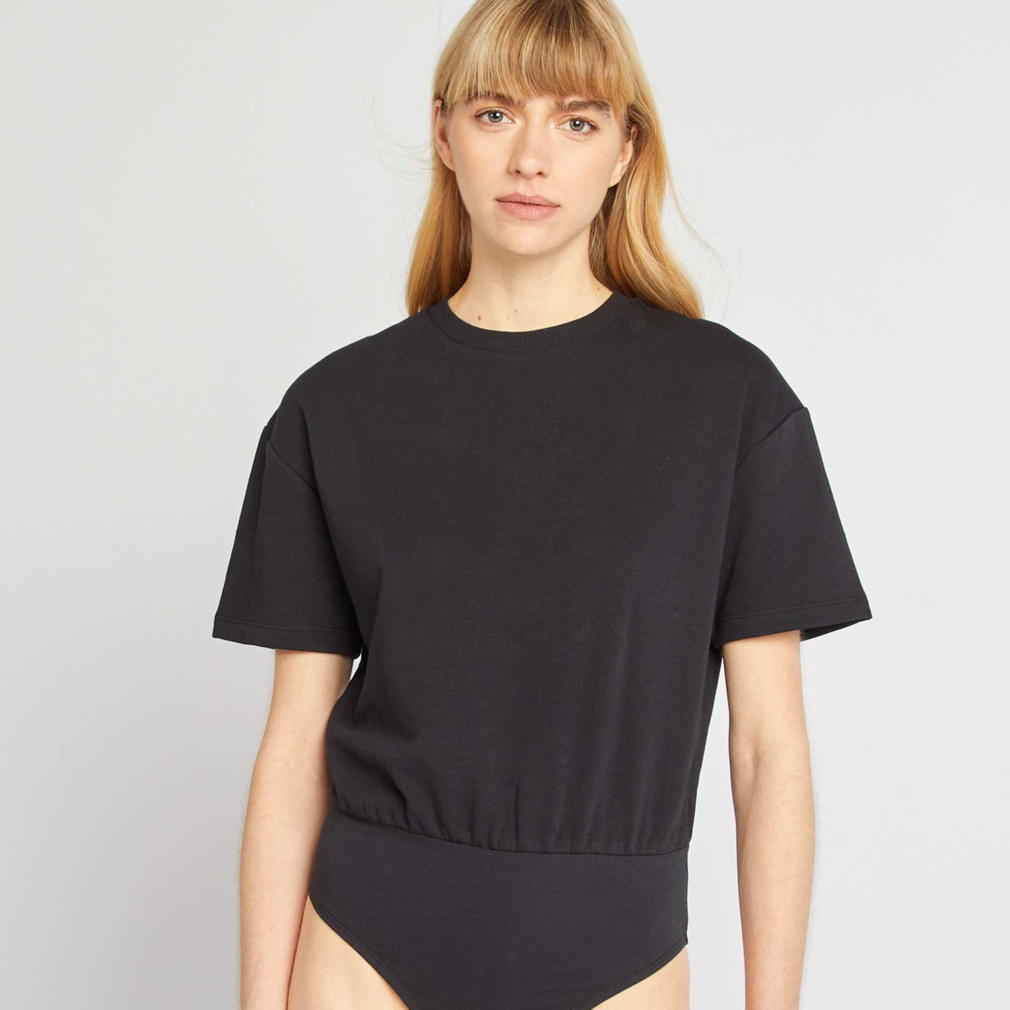 Short-sleeved T-shirt bodysuit BLACK