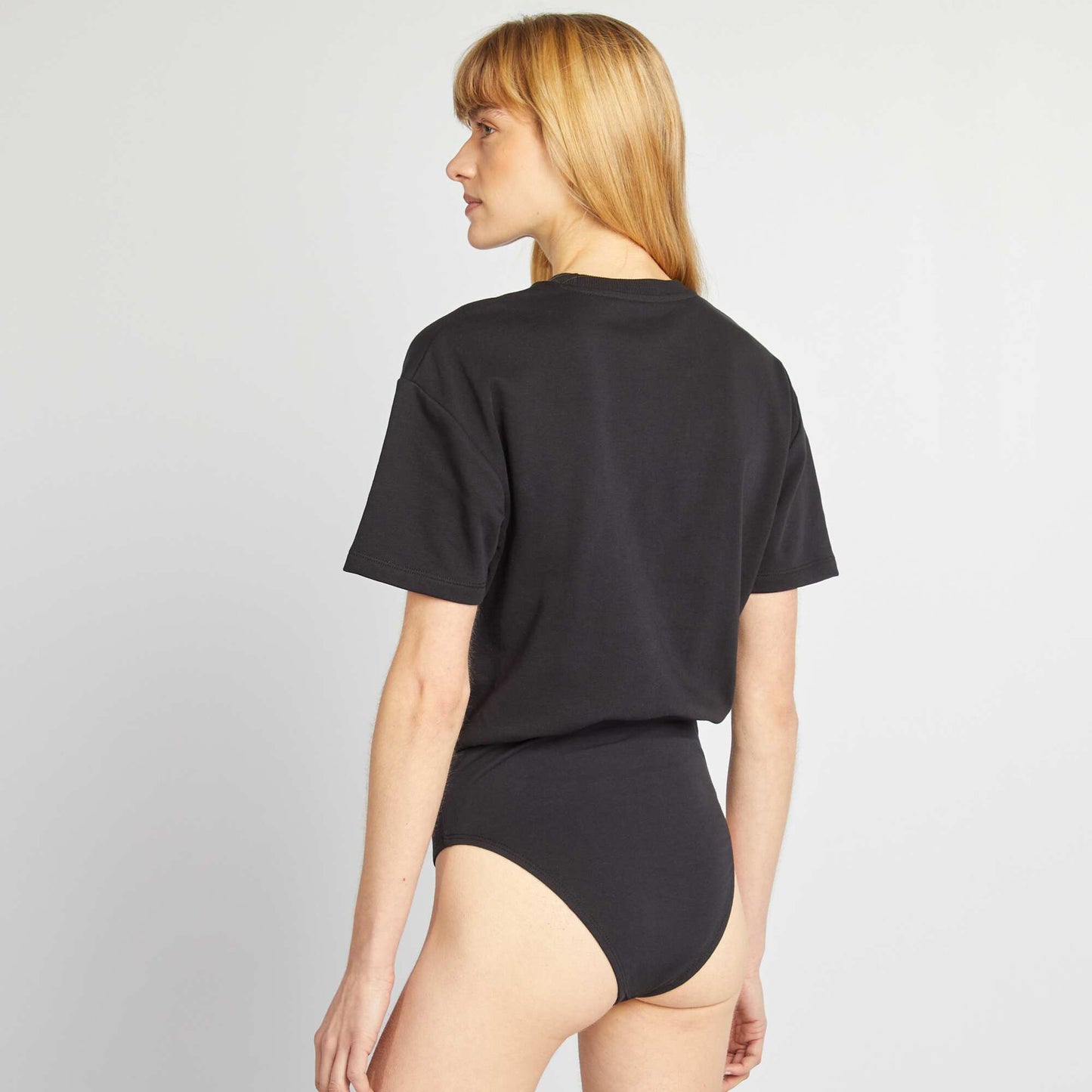 Short-sleeved T-shirt bodysuit BLACK
