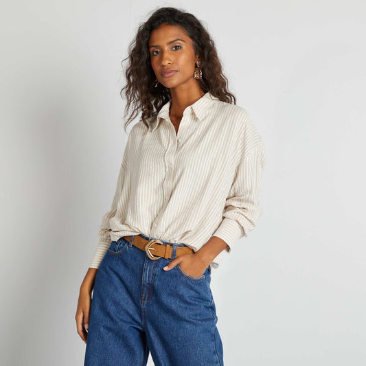 Flowing oversized shirt BEIGE