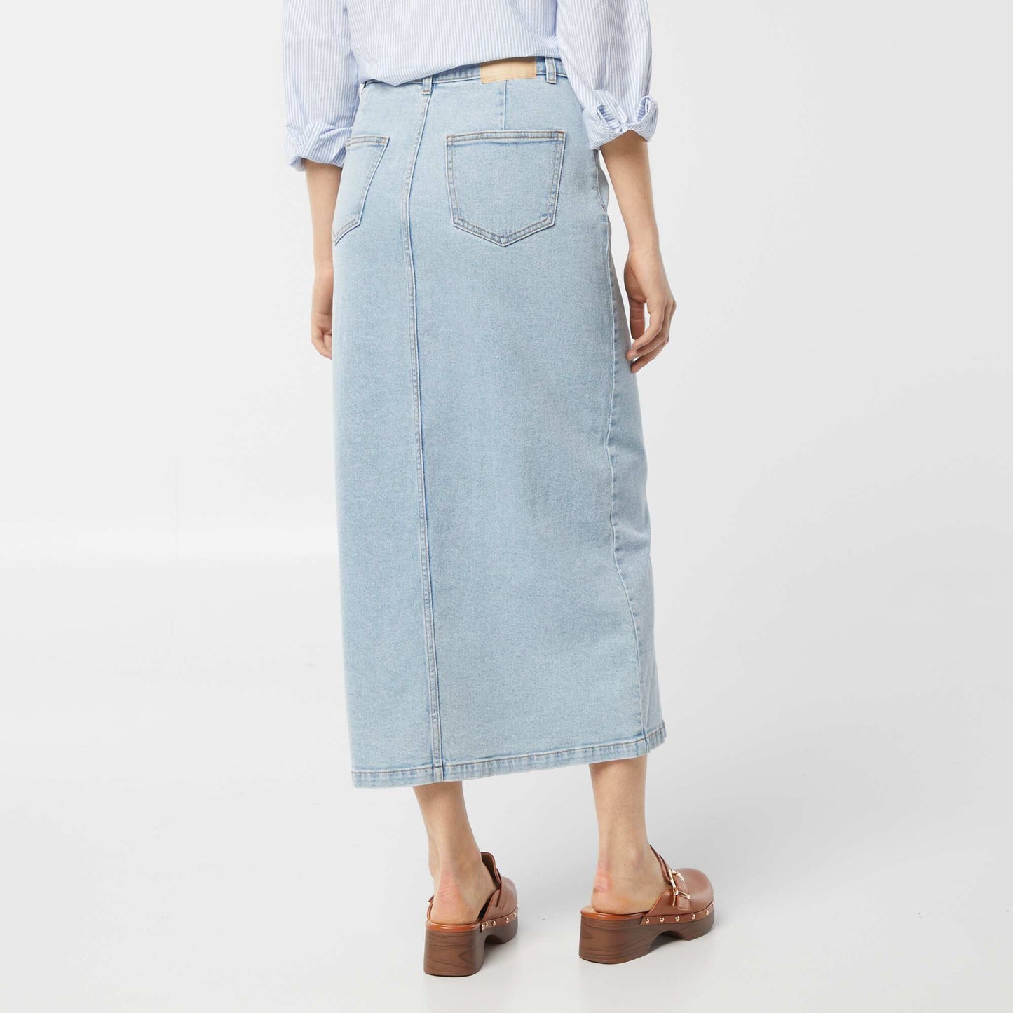 Long denim skirt BLUE