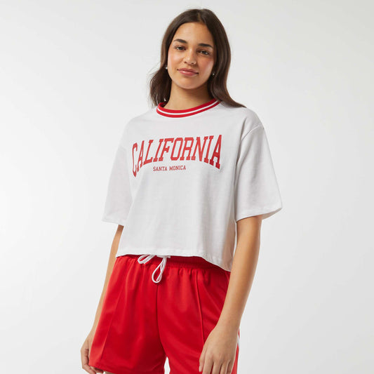 Cropped 'California' T-shirt WHITE