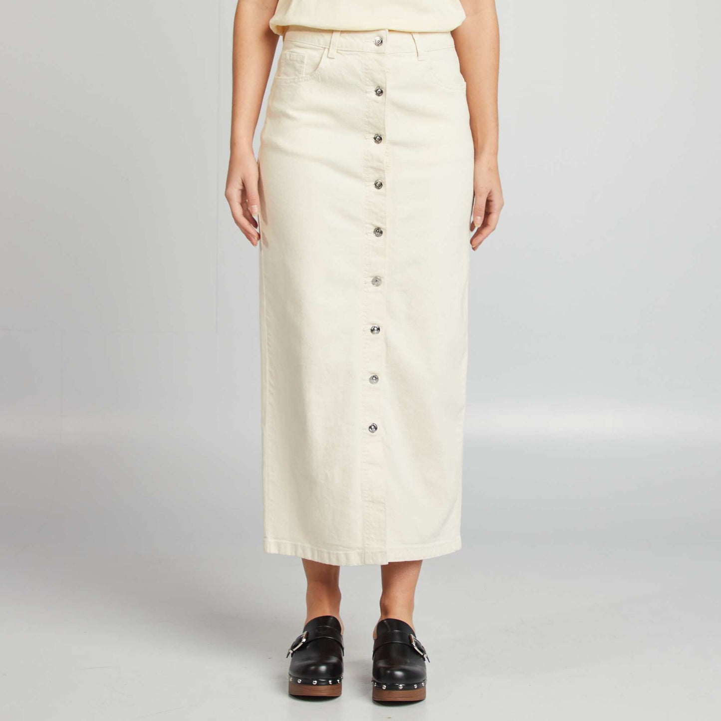 Denim midi skirt WHITE