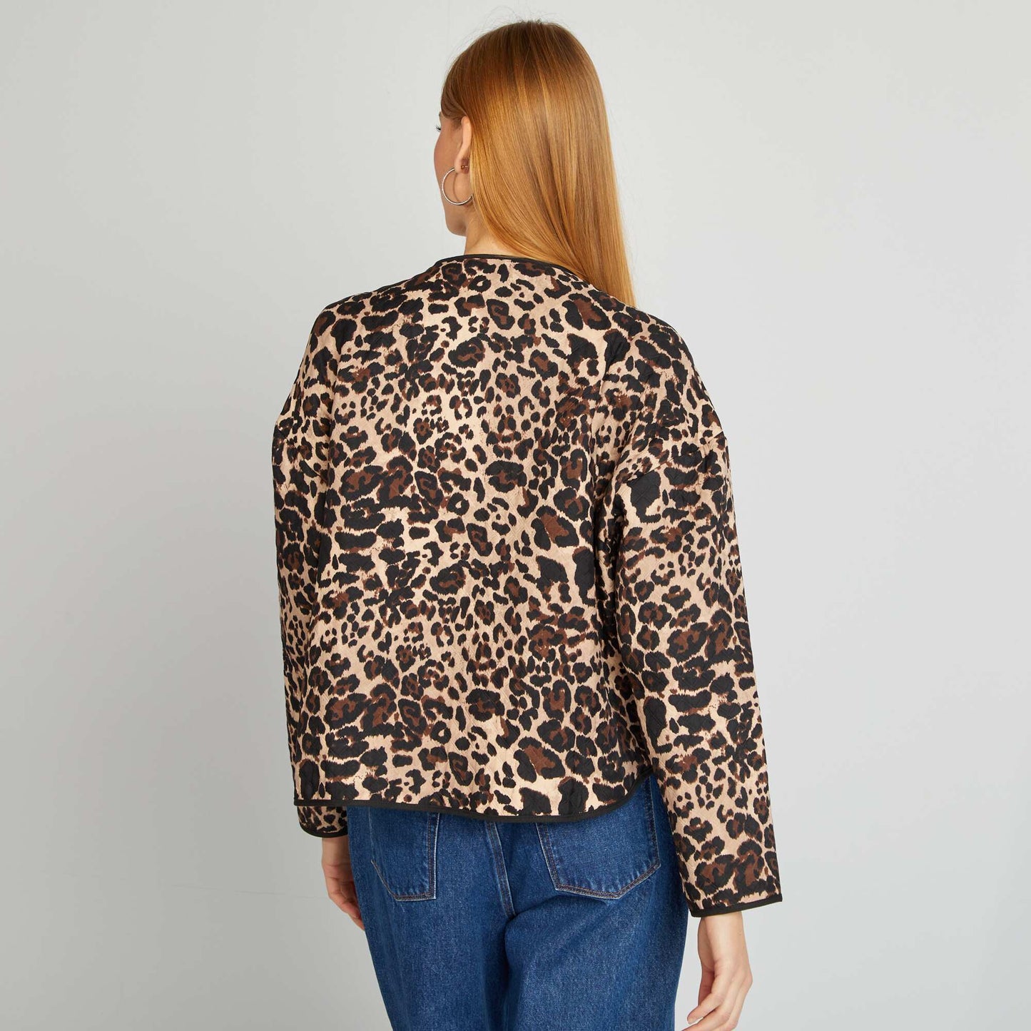 Quilted leopard print jacket BROWN