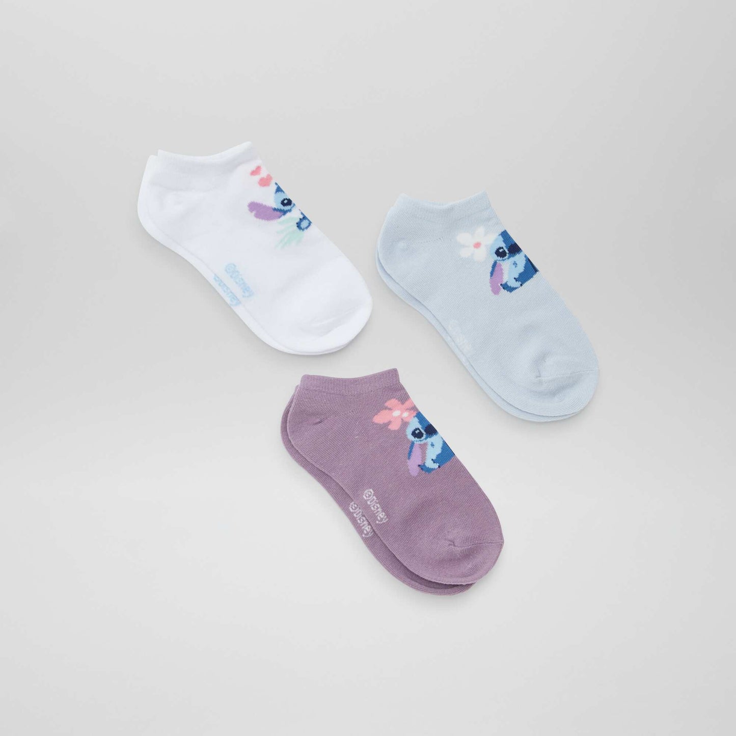 Pack of 3 pairs of 'Disney' 'Stitch' invisible socks BLUE