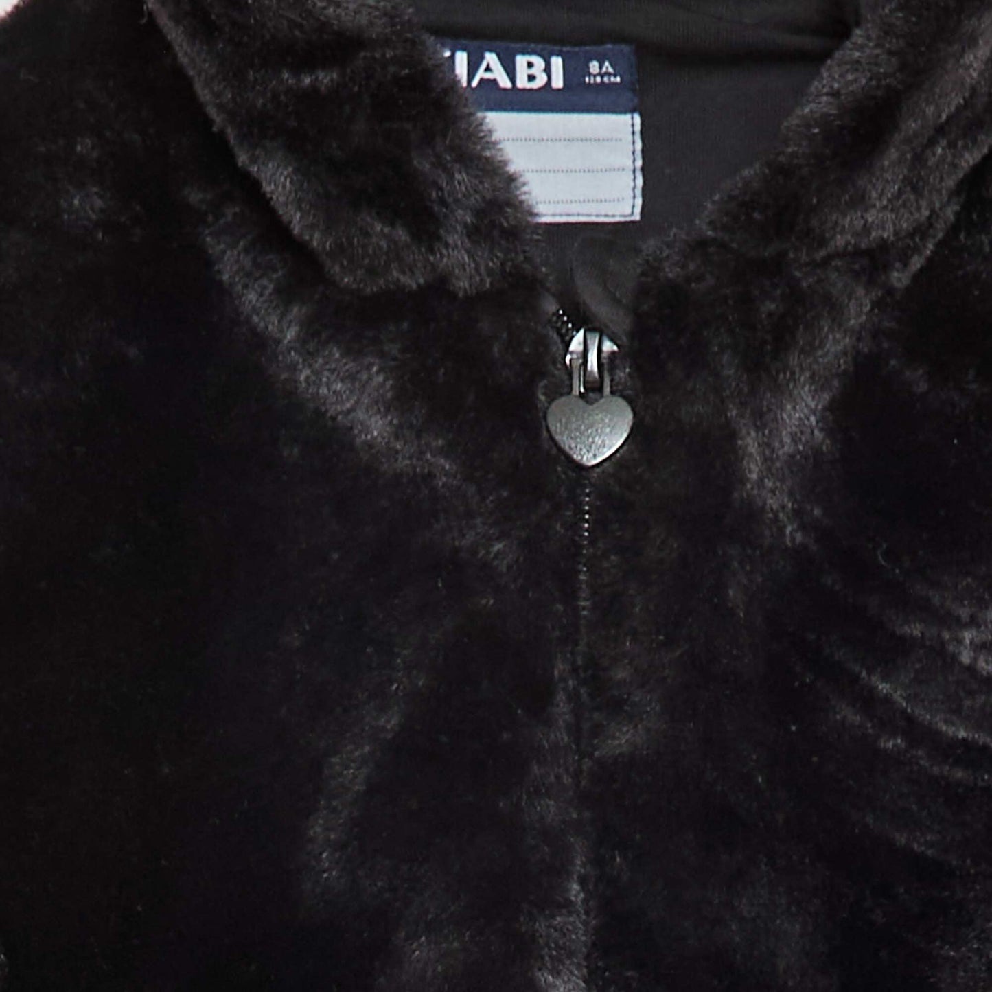 Faux Fur Zip-Up Hooded Jacket BLACK