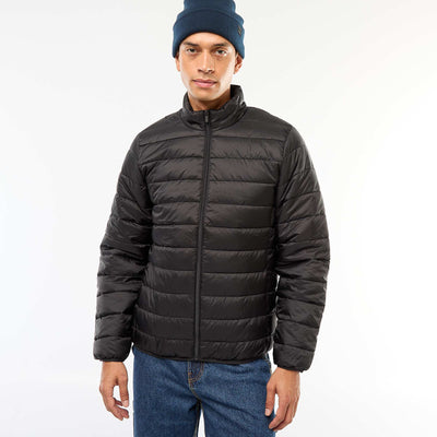 Plain lightweight quilted padded jacket BLACK