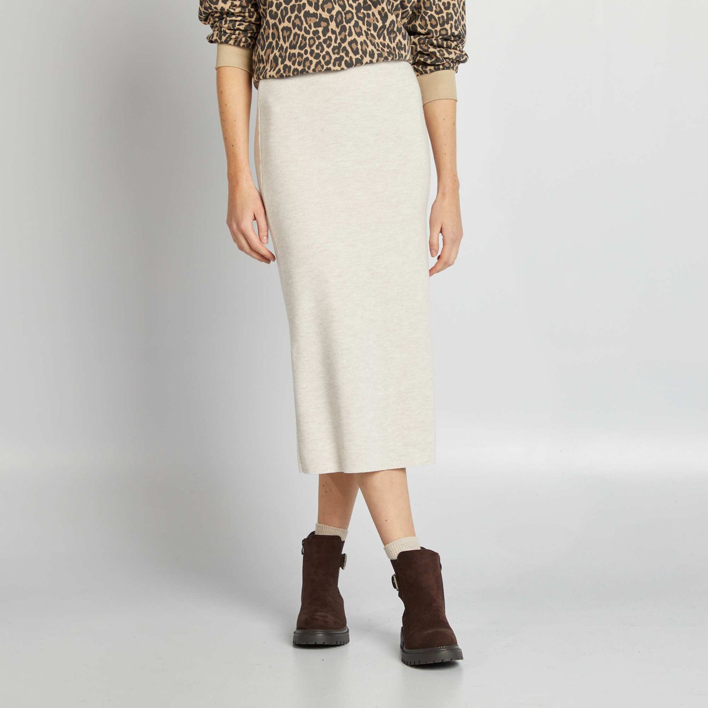 Knitted tube skirt BEIGE