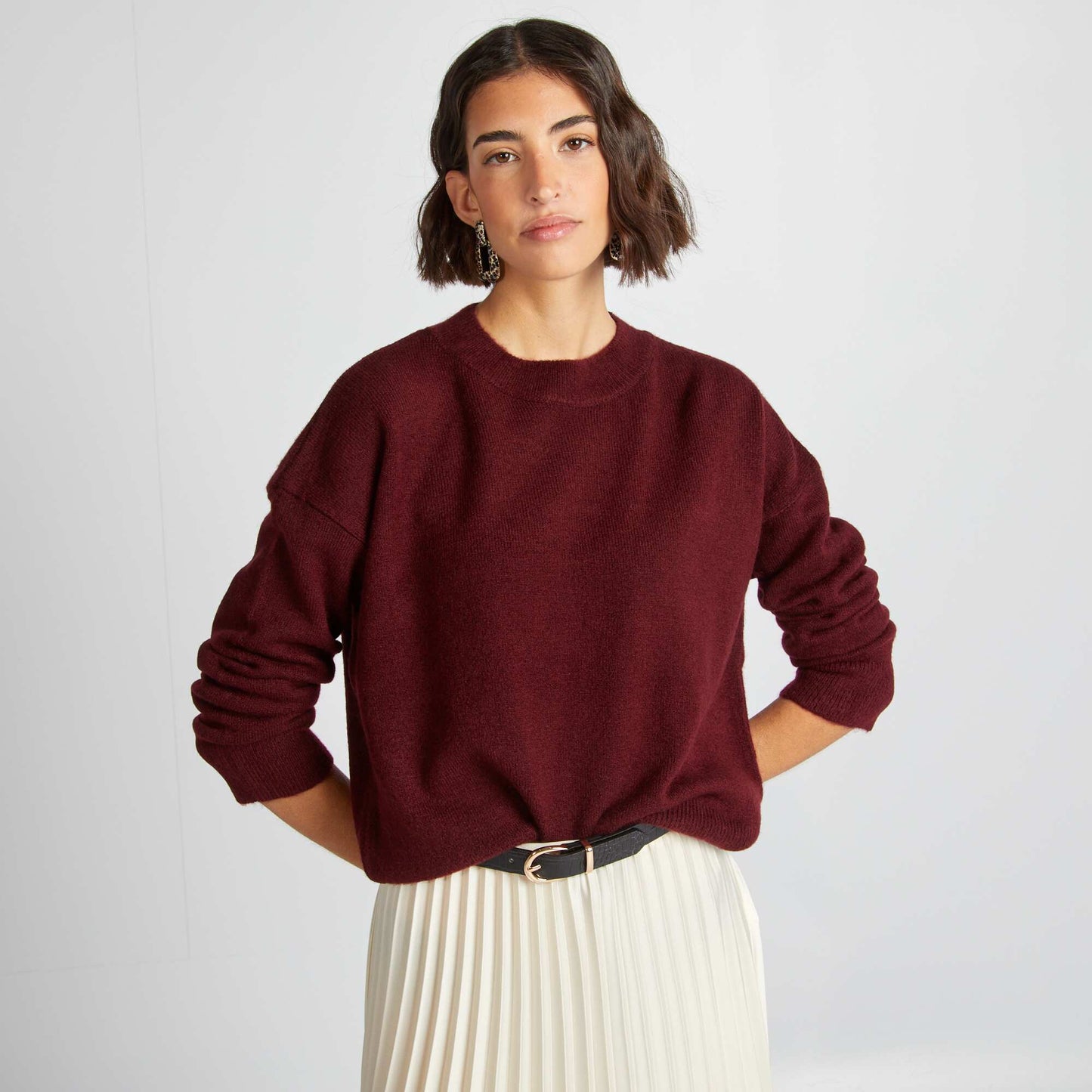 Plain warm sweater RED