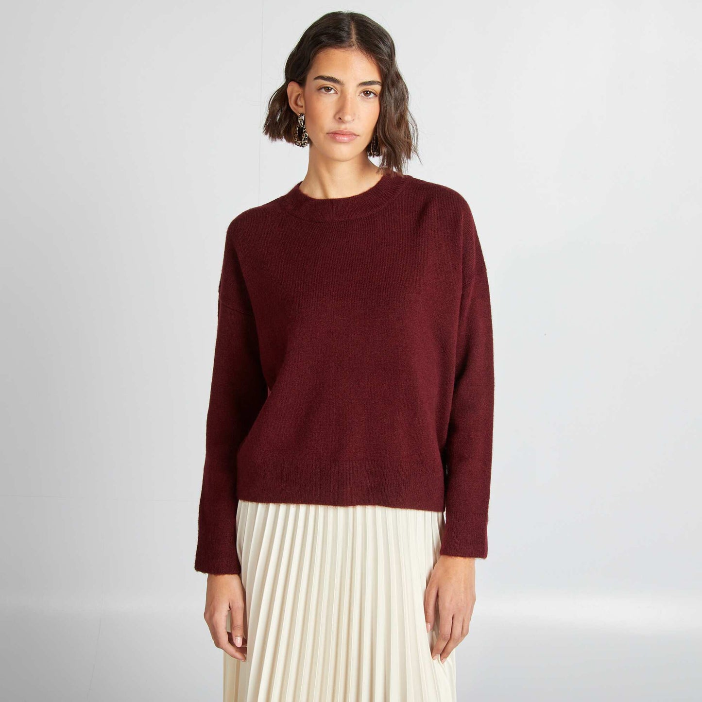 Plain warm sweater RED