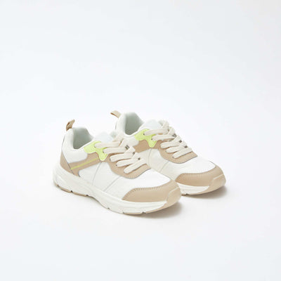 Low-top trainers with neon details BEIGE