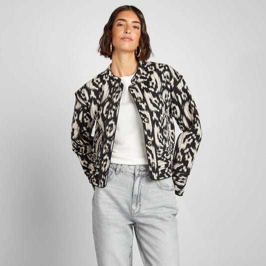 Printed quilted jacket BLACK