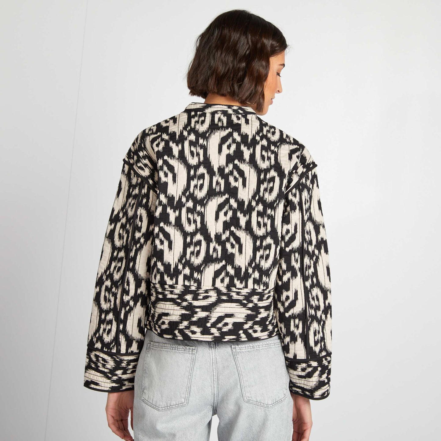 Printed quilted jacket BLACK