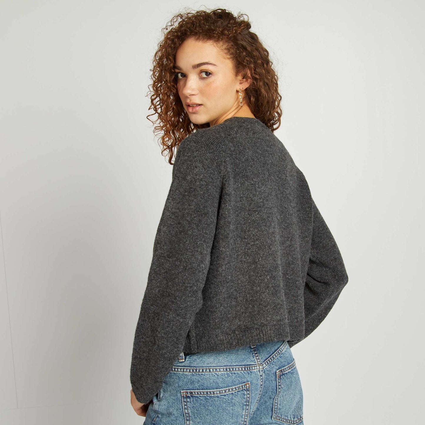 Warm cardigan with pockets GREY