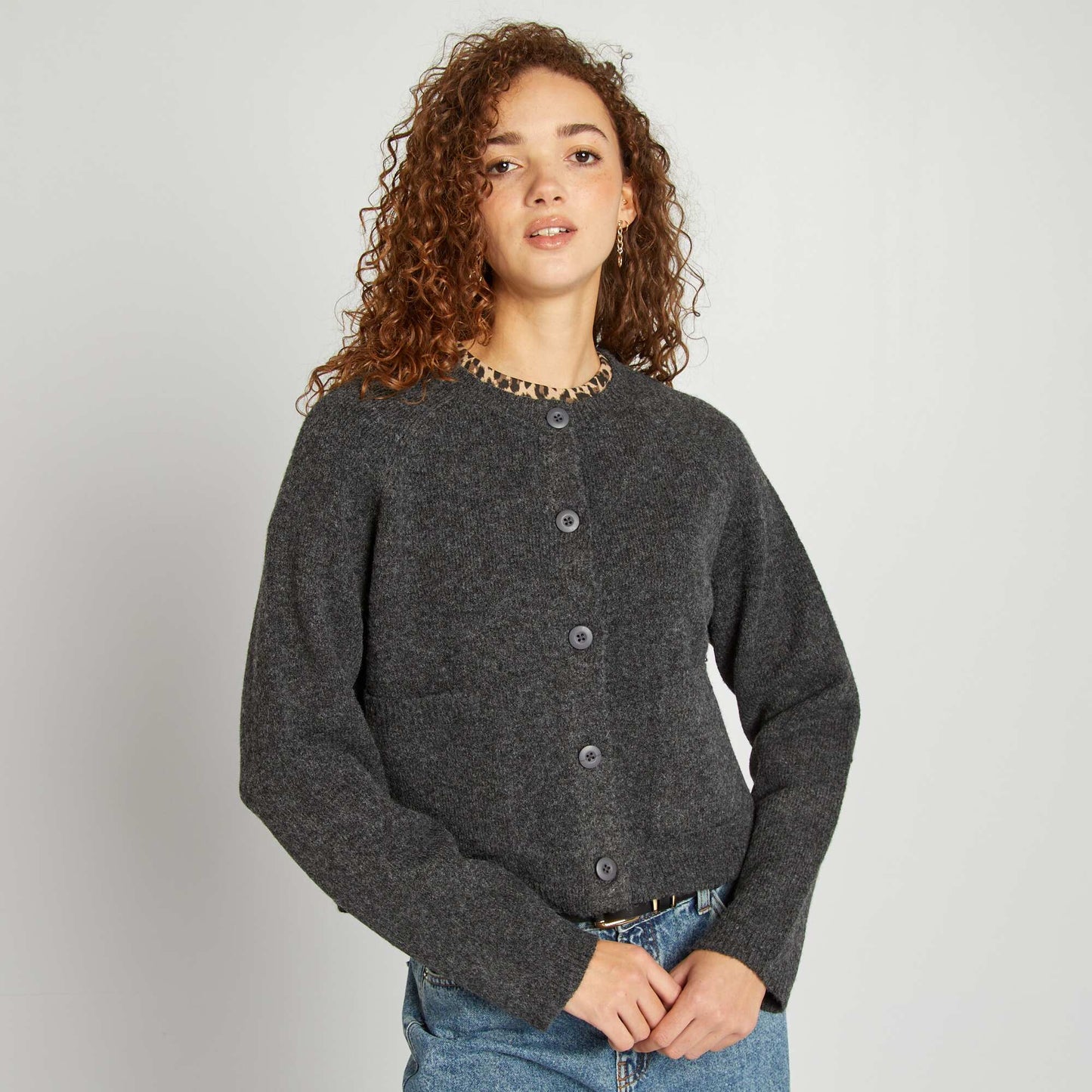 Warm cardigan with pockets GREY