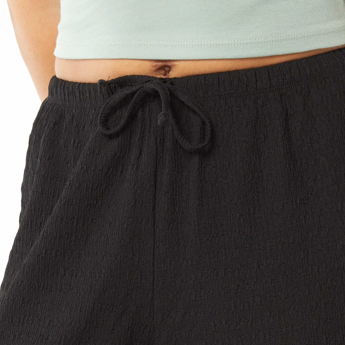 بنطلون كريب محبوك واسع الساقين أسود