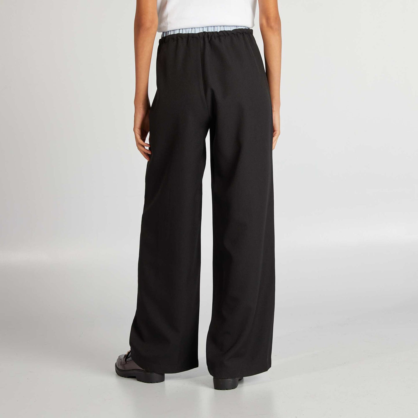 Wide-leg trousers with visible boxer waistband effect GREY