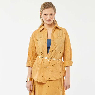 Shirt with broderie anglaise BEIGE