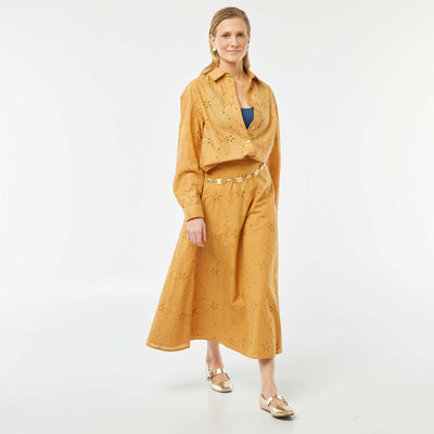 Shirt with broderie anglaise BEIGE