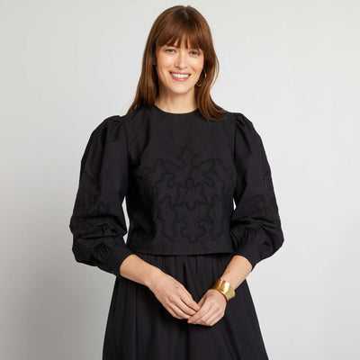 Cotton voile blouse BLACK