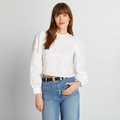 Cotton voile blouse WHITE