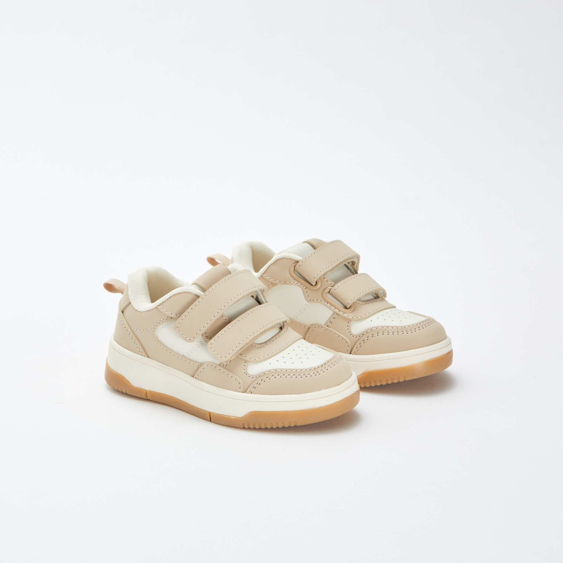 Low-top skater-style Velcro trainers BEIGE